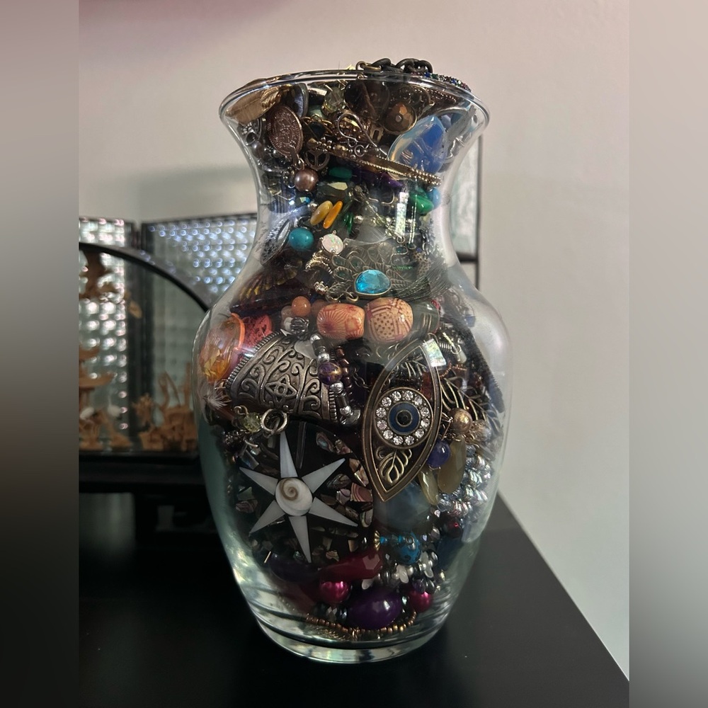 (SOLD) Whimsigoth / Witchy Mystery Jewelry Jar